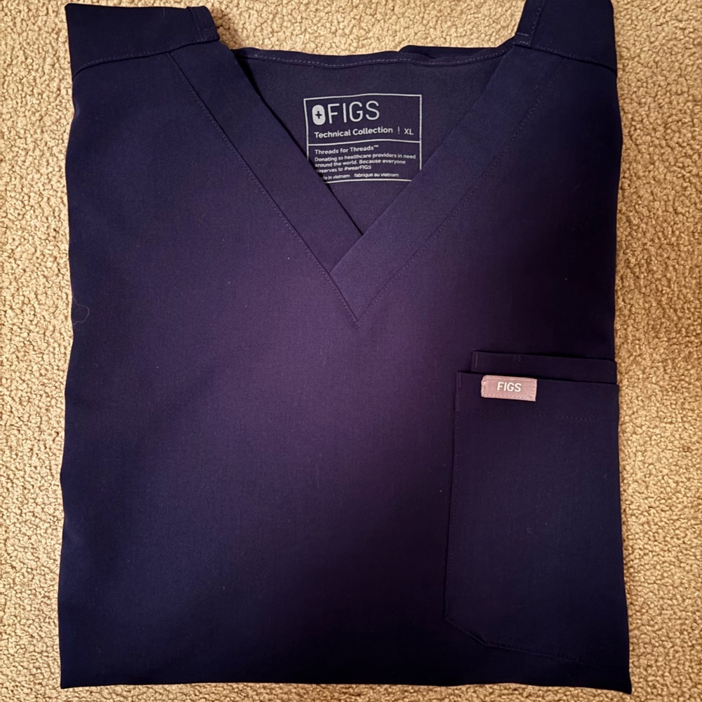 Figs Deep Blue V-Neck Scrub Top